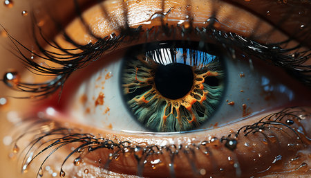 Close up of a human eye, macro view, looking into the iris generated by artificial intelligenceの素材