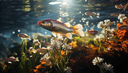The vibrant underwater beauty showcases nature colorful aquatic pets generated by artificial intelligenceの素材