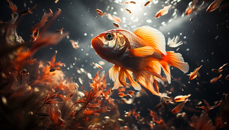 Colorful fish swimming in underwater reef, a natural aquatic beauty generated by artificial intelligenceの素材