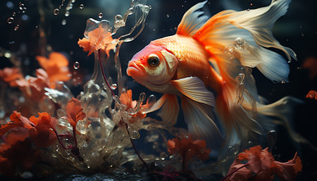 Underwater fish swimming in vibrant, multi colored aquatic beauty generated by artificial intelligenceの素材