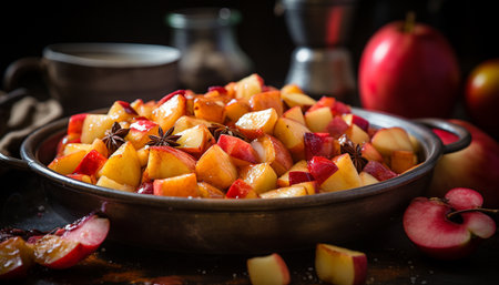 Freshness of fruit, healthy eating, gourmet cooking, vegetarian food generated by artificial intelligenceの素材