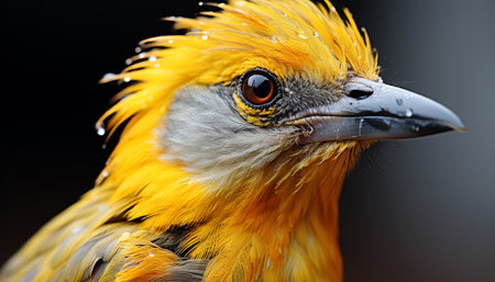 Majestic bald eagle perching, looking at camera, feathers vibrant yellow generated by artificial intelligenceの素材