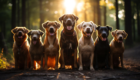 Cute puppy sitting outdoors, looking at camera, purebred retriever generated by artificial intelligenceの素材