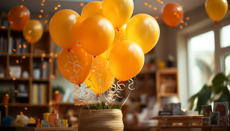 Joyful celebration with colorful balloons, brightening up the party generated by artificial intelligenceの素材