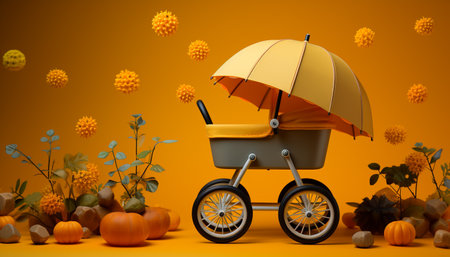 Autumn pumpkin decoration symbolizes fun family celebration outdoors generated by artificial intelligenceの素材