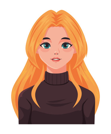 young woman long blondのイラスト素材