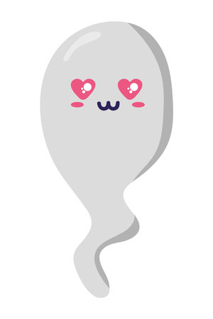 halloween kawaii ghost in loveのイラスト素材