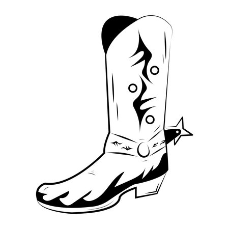 cowbow hand draw bootのイラスト素材