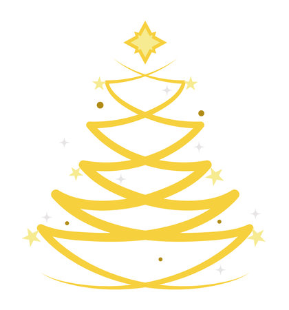 christmas golden tree cuteのイラスト素材