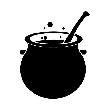 witch cauldron silhouetteのイラスト素材