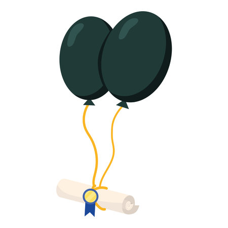 graduation diploma roll and balloonsのイラスト素材