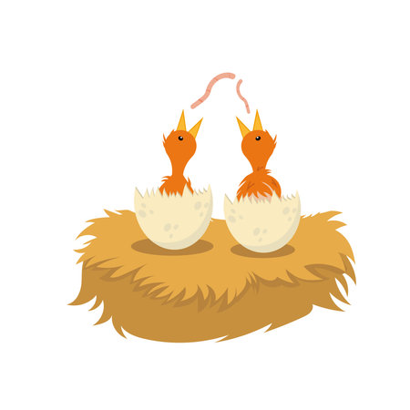 little birds in nestのイラスト素材