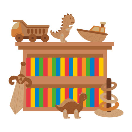 wooden toys cute illustrationのイラスト素材