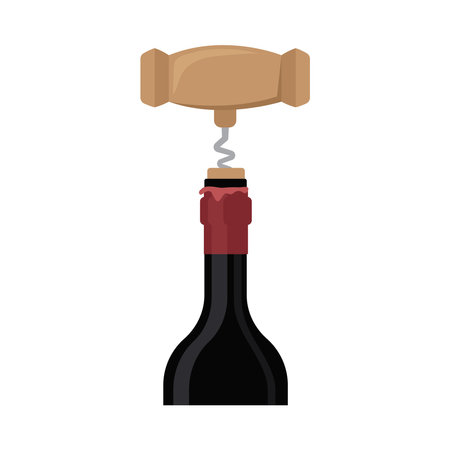 wine bottle with corkscrewのイラスト素材