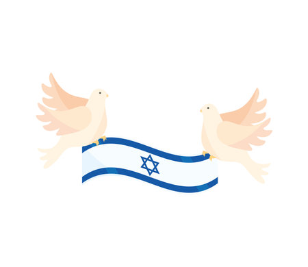 israel peace doves with flagのイラスト素材