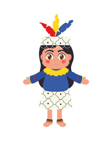 peruvian woman with indigenous dressのイラスト素材