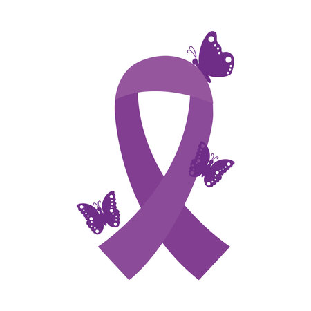 rett syndrome ribbon with buttlerfliesのイラスト素材