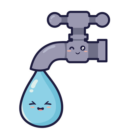 water day character and faucetのイラスト素材