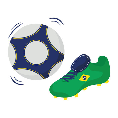 brazilian soccer ball and shoeのイラスト素材