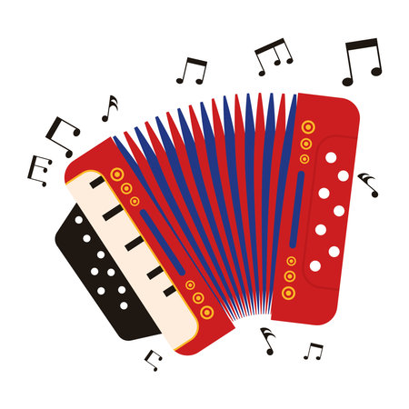 accordion with music notesのイラスト素材