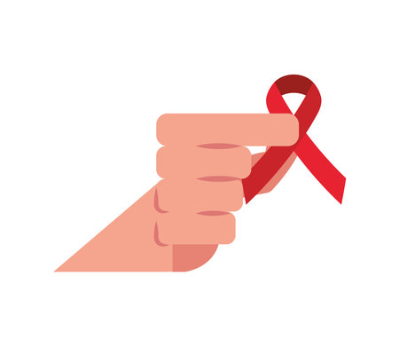 aids day hands holding ribbonのイラスト素材