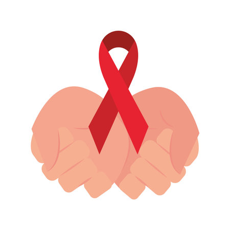 aids day hands with ribbonのイラスト素材