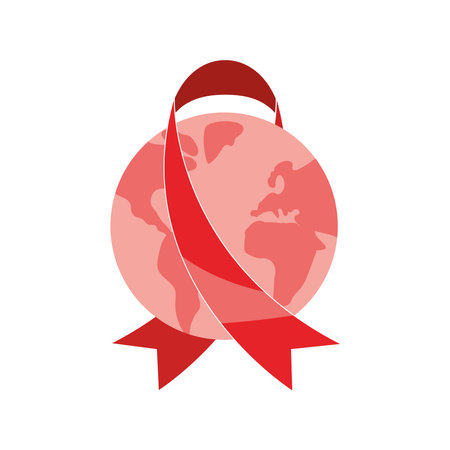 aids day ribbon red and worldのイラスト素材