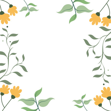 floral frame with yellow flowersのイラスト素材