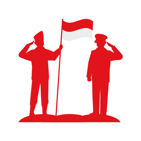 indonesian independence day with soldiersのイラスト素材