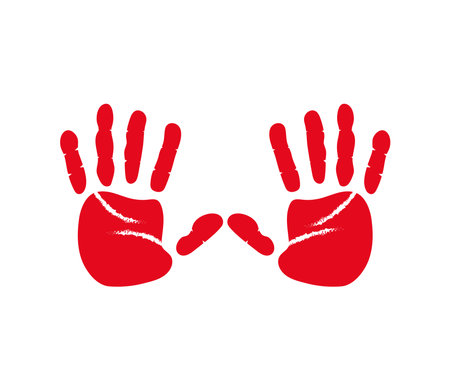 red hand day illustration of red handsのイラスト素材