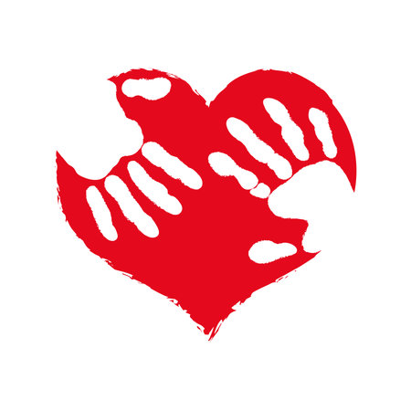 red hand day illustration of red hand with little handsのイラスト素材