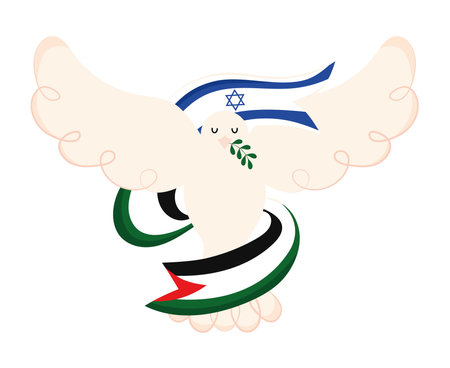 israel and palestine peace with doveのイラスト素材