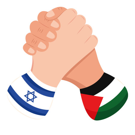 israel and palestine peace and shaking handsのイラスト素材