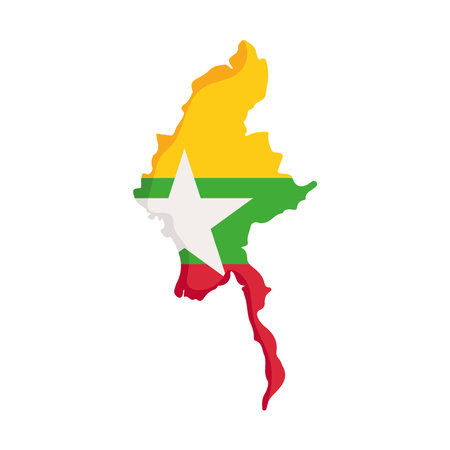 myanmar map and flagのイラスト素材