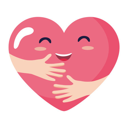 hug day illustration with heart hugging himselfのイラスト素材