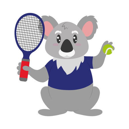 australia tennis koala with racket and ballのイラスト素材