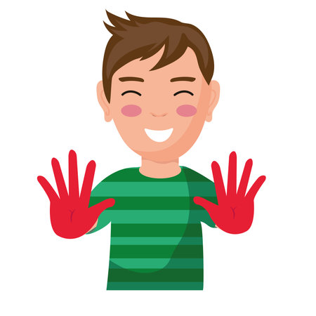 red hand day boyのイラスト素材