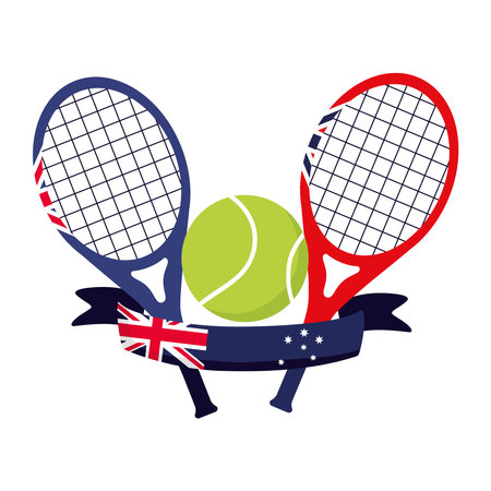 australia tennis rackets and flagのイラスト素材
