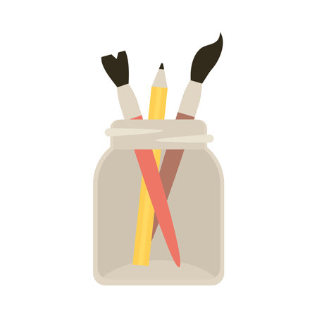 art brushes in jarのイラスト素材
