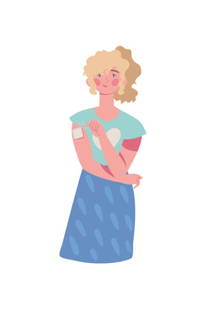 woman with birth control patchのイラスト素材