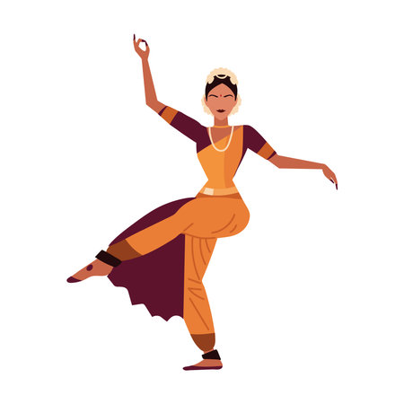 indian woman dancing the bharatanatyamのイラスト素材