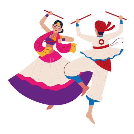 couple in happy navratri traditional festivalのイラスト素材