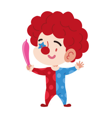 disguise boy with clown costumeのイラスト素材