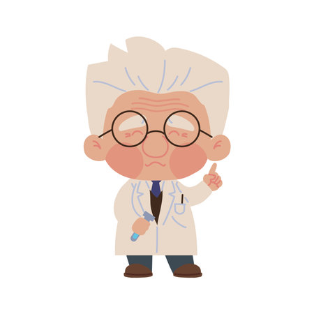 male scientist with experimental flaskのイラスト素材