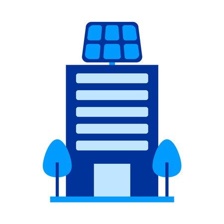 panel solar in building roofのイラスト素材