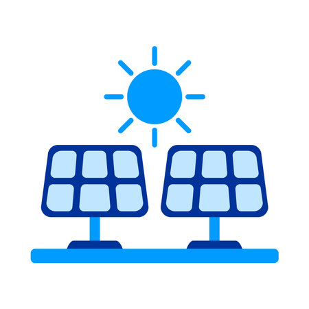two solar panels energy with sunのイラスト素材