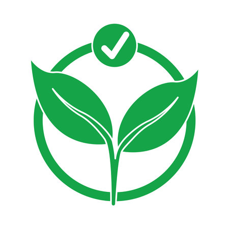 ecology leafs plant green with check symbolのイラスト素材