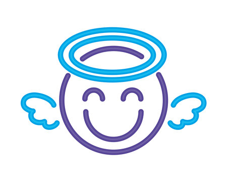 neon emoji with angel wingsのイラスト素材