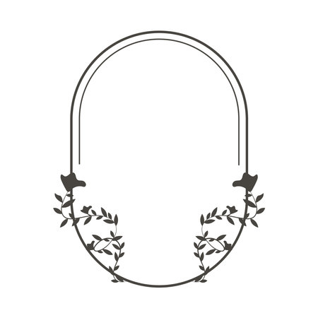 floral frame oval minimalのイラスト素材