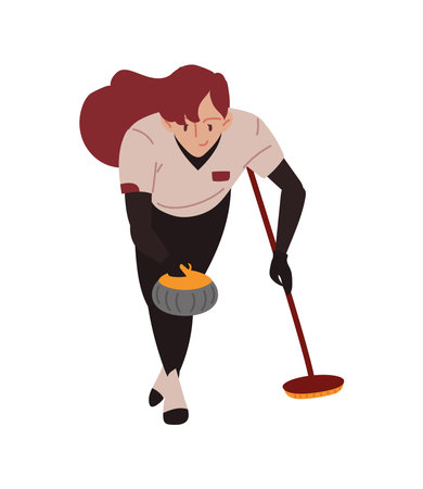 curling young womanのイラスト素材